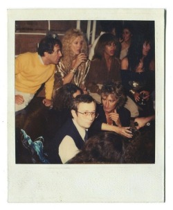 Andy Warhol polaroid of Steve Rubell, Rod and Alana Stewart, Cher, and Tina Turner at Studio 54