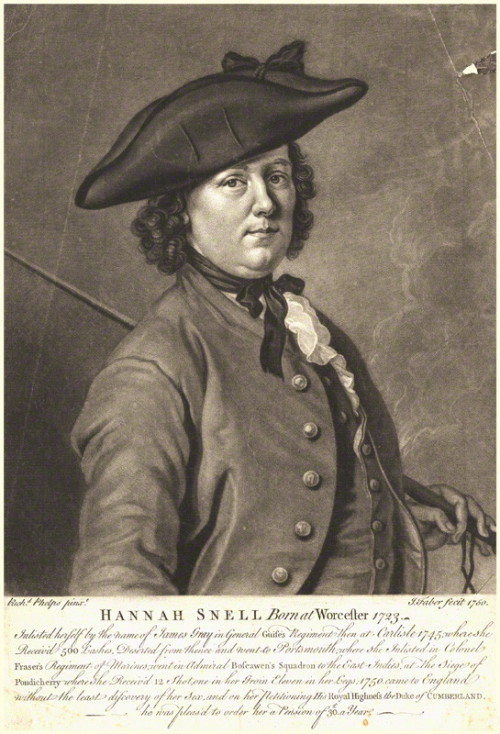 Hannah Snell (1723-1792) was a famous British soldier in the 18th century.Born in Worcester in Engla