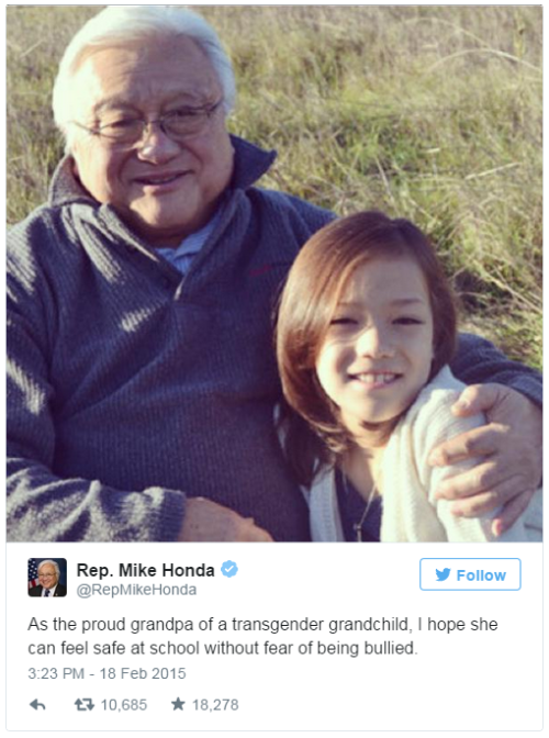 Congressman Mike Honda’s Transgender Granddaughter Makes Him Proud“When California Congressman