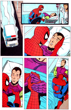 thecomicsvault:  &ldquo;Why, Harry? Why’d you come back for me?&rdquo;&ldquo;Hey…what else could I do? You’re my best friend.&rdquo; SPECTACULAR SPIDER-MAN #200 (May 1993)Art by Sal BuscemaScript by J.M. DeMatteis 