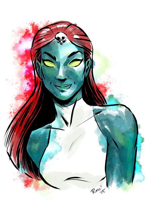 roricomics:Quick sketch of the lovely and deadly Mystique! I always liked her forehead skull outfi