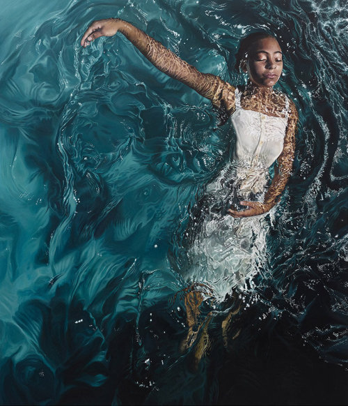 escapekit:Bodies In Water LA-based artist Calida Rawles paints African-American women and men submer