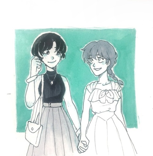 aaliyah-draws:FemRanma and Akane going on a date!💕 Drawing request done for @danaty-consolation as well 😌 <3 <3 <3