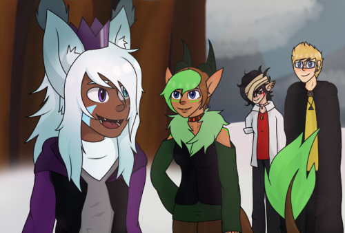 Otis (cat Boy), Vita (girl With Horns), Lydia (girl With One Arm), And Quincy (normal Boy With Cloak)
