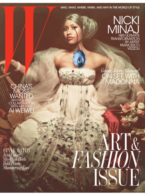 2jam4u:  sadnessdollart:  Nicki Minaj featured in W magazine transformed by Francesco Vezzoli. Director of photography: Pasquale Abbattista. Styled by Edward Enninful. Hair by Terrence Davidson at I.A.T. Management. Makeup by Aaron de Mey for Lancôme