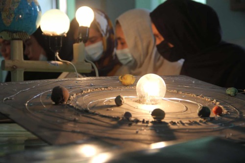 biladal-sham: Afghan girls attend astronomy classes at a school in Herat. A team of female students 