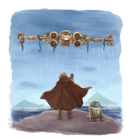 sketches-by-lexie:quick sketch of Luke pulling his X-Wing out of the ocean…because I need it