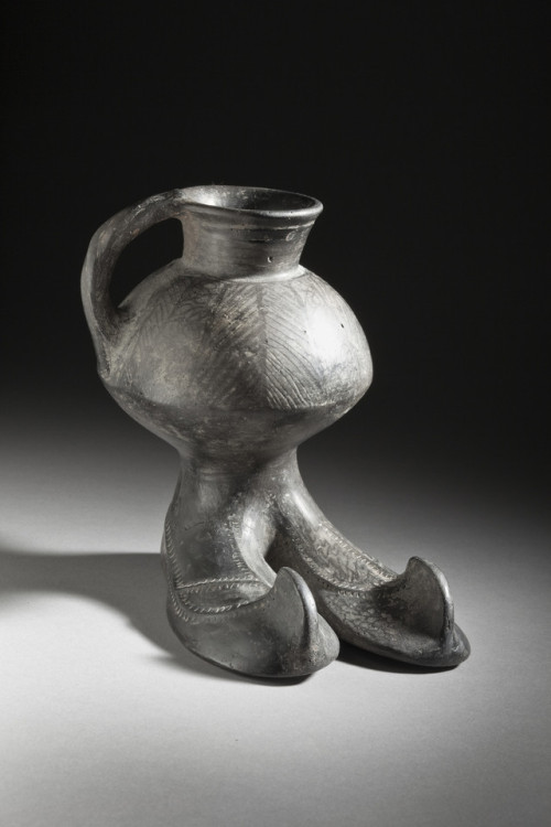 theancientwayoflife:~ Handled Jar with Boots.Place of origin: Northern IranDate: ca. 1350-800 B.C.Me