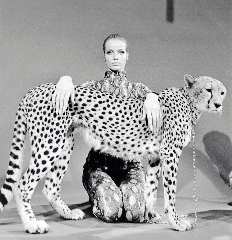 Veruschka and a leopard. Photographed by William Klein, July 1967