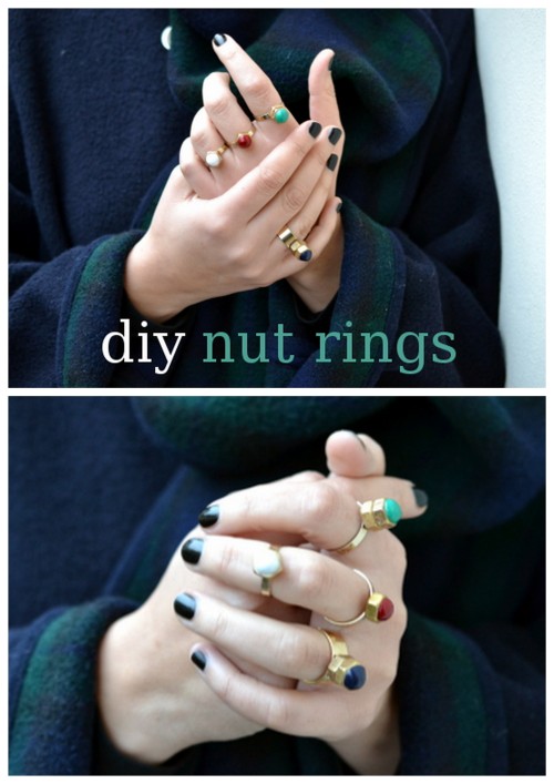 DIY Cheap and Easy Hardware Store Nut and Polymer Clay Ring Tutorial from Chocolate &amp; Craft. As 