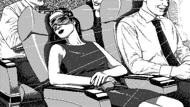 crossconnectmag:  Black-and-White Bitmap Art by Mattis Dovier  Mattis Dovier is a Parisian illustrator and GIF-maker. Follow him on Facebook. Art is the only way to run away without leaving home - run with us. posted by Margaret via 