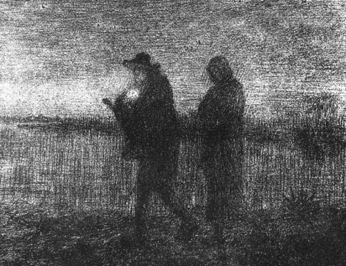 artist-millet: The flight into Egypt, Jean-Francois MilletMedium: pencil,paper