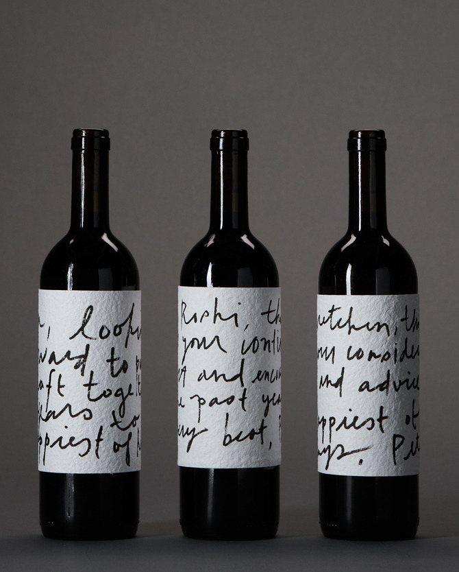 handwritten wine labels