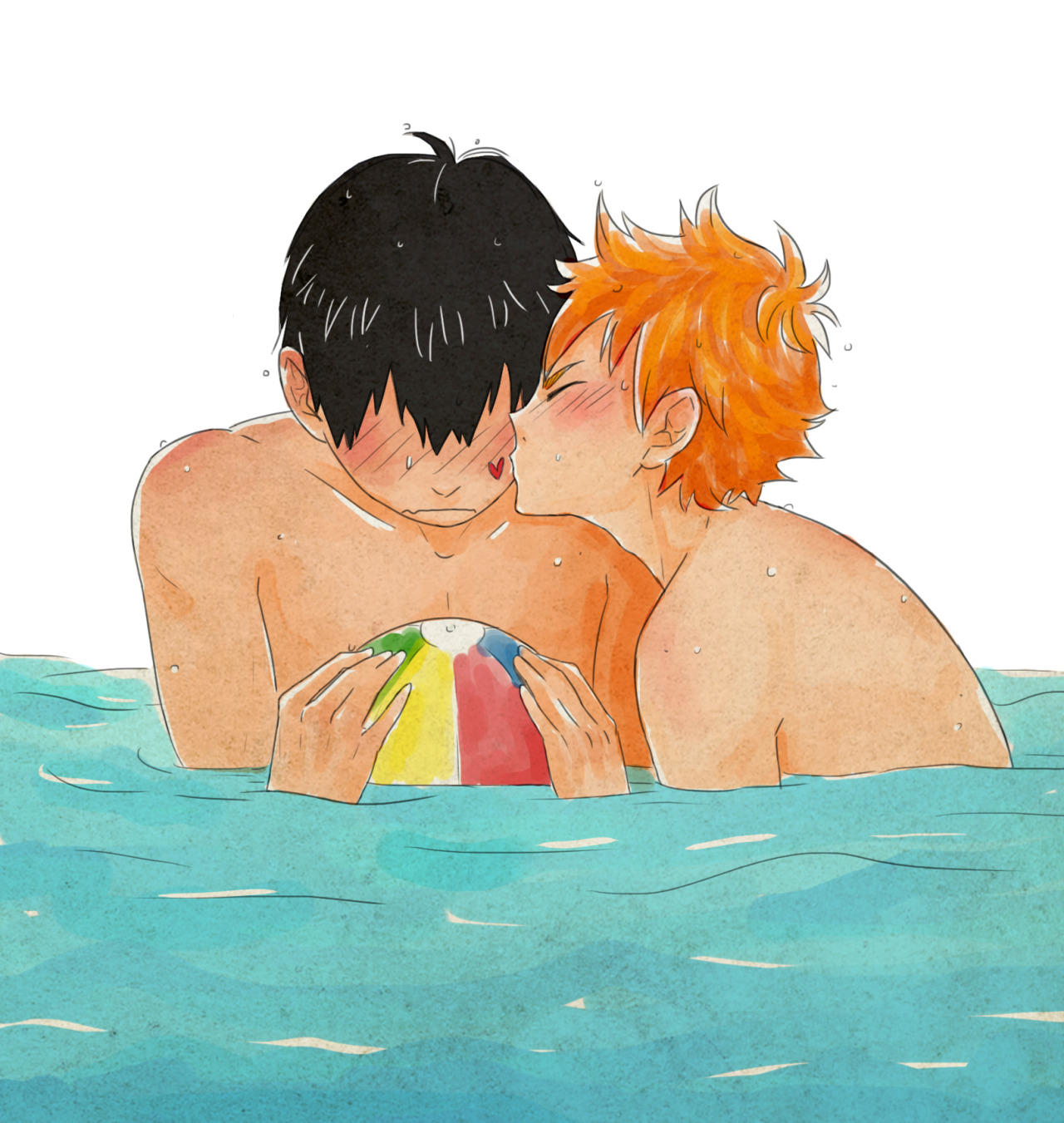 silencedmoment:  Have some summer kagehina! I haven’t drawn them in a while~~