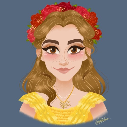 Emma Watson as Belle wearing a roses crown from Beauty and the Beast 2017 ⚘