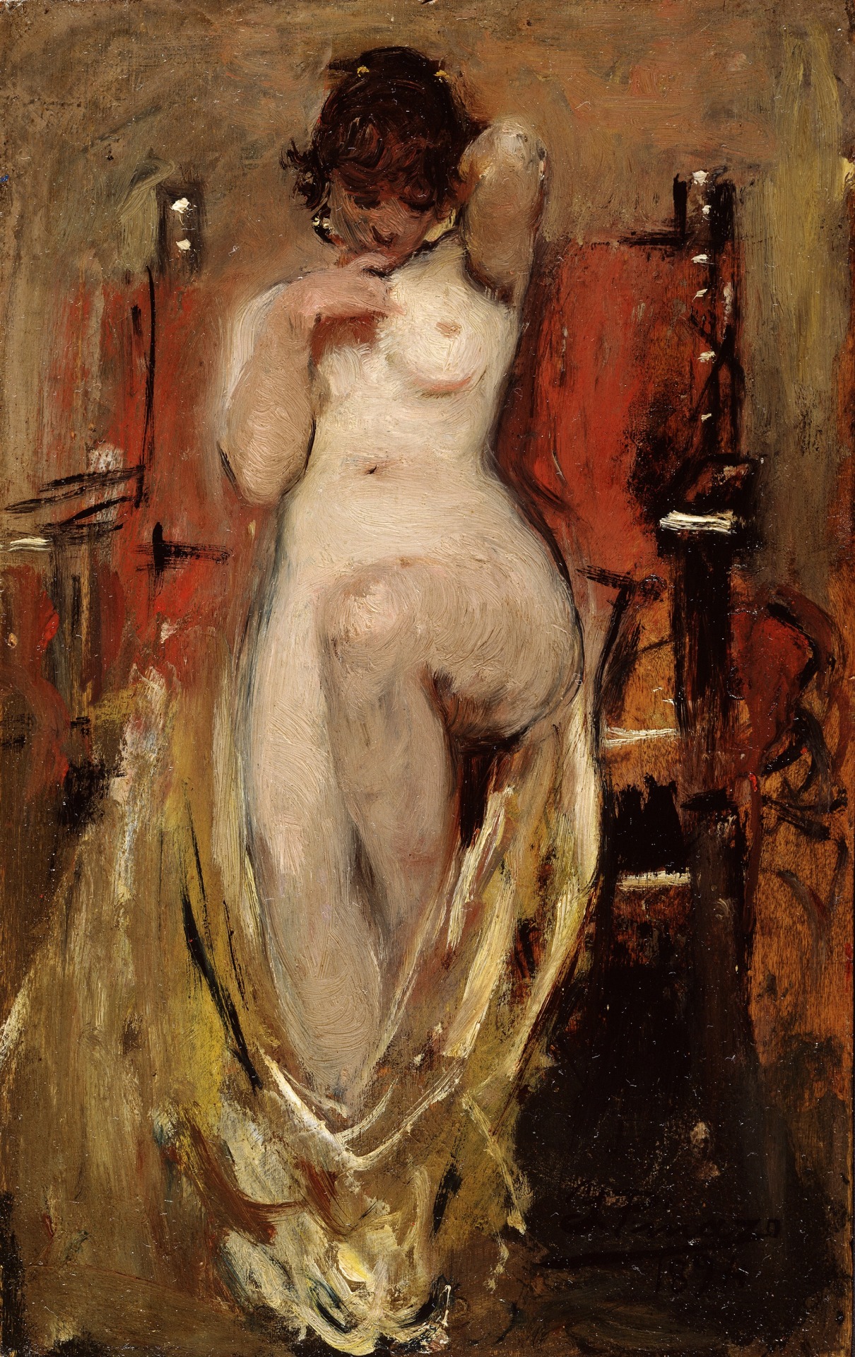 transistoradio:  Ignacio Pinazo Camarlench (1849-1916), Female Nude (1894), oil on