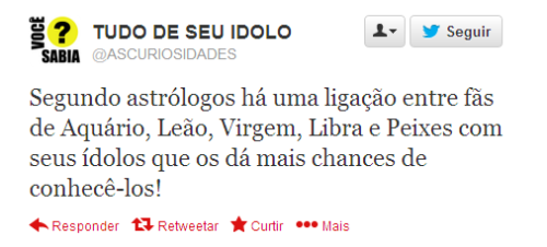 cueca-do-avesso:  Fãs de Aquário, Leão, Virgem, Libra e Peixes:  Fãs de outros signos:  