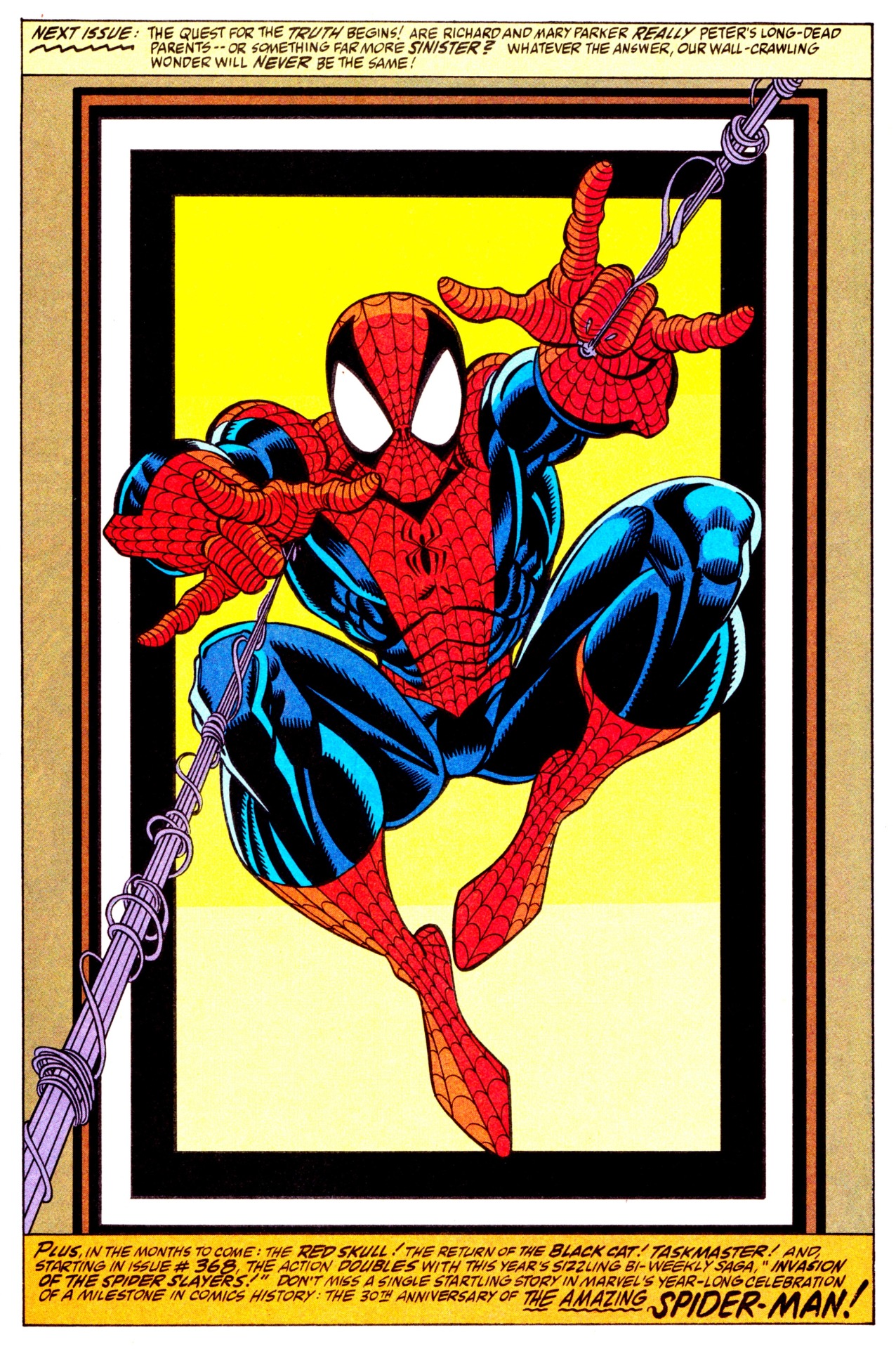 jthenr-comics-vault:  Amazing Spider-Man Pin-Up By Mark Bagley &amp; Randy EmberlinAmazing