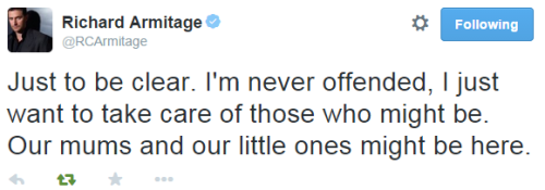 A very important message from Richard Armitage. (x)Let’s take a page from this man’s book and be con