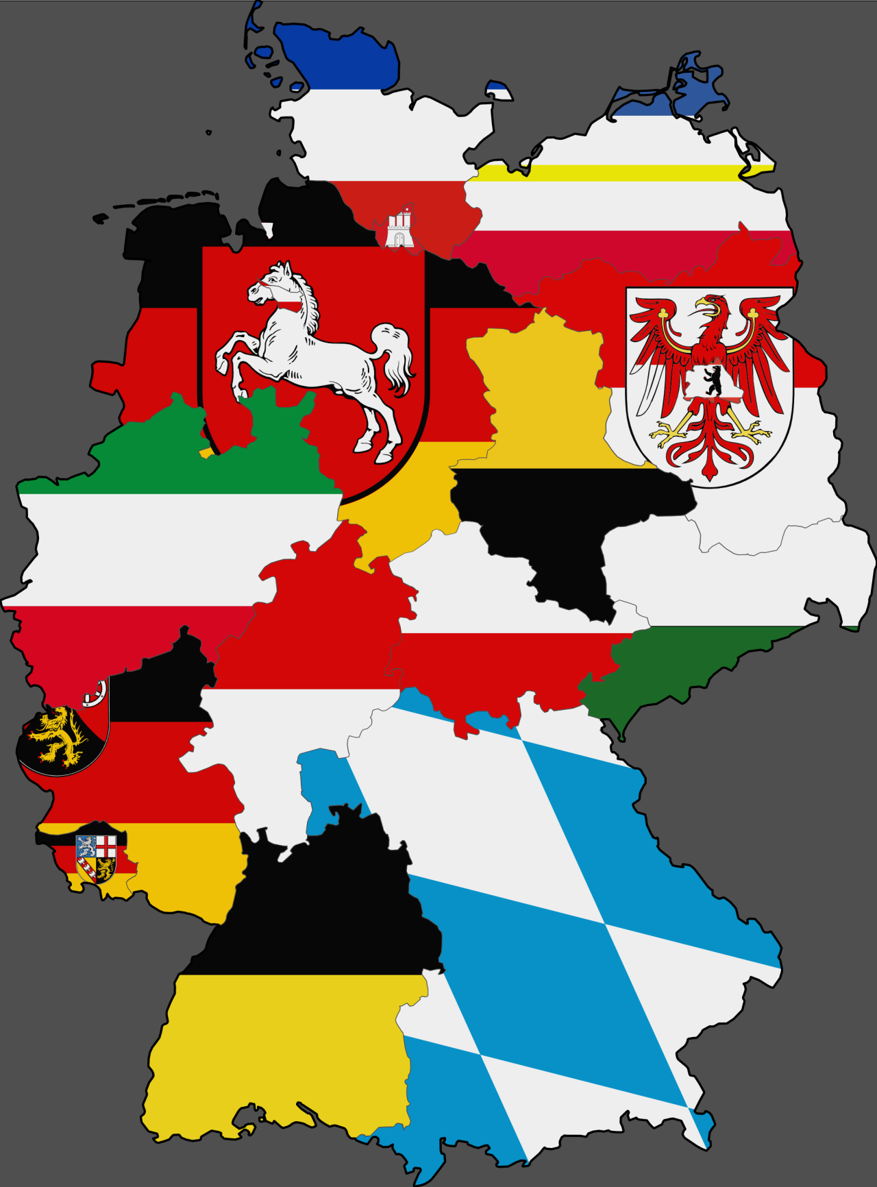 Flags of German States. More flag maps >> Maps on the Web
