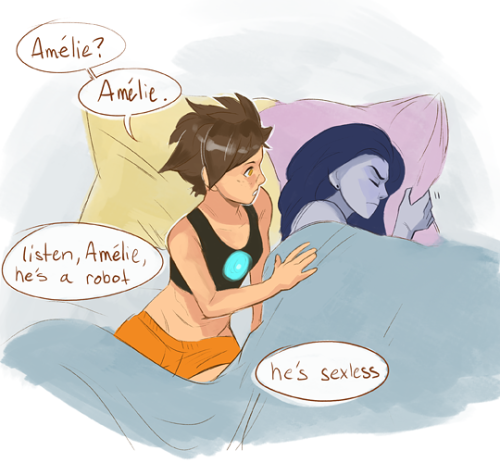 xekstrin:  bekuh:  Sometimes you gotta ask the big questions, and sometimes you gotta backhand ur time-skipping gf with a pillow to shut her up Based on/Inspired by this text post **Couches-toi : Lie down! (go to bed!)   