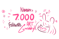 n0rara:  Hi! It’s N0rara! I just hit 7000 followers and  I thought, why not do a giveaway??  So if you want to partecipate reblog! (but dont spam your followers, only one reblog counts) -info in the picture, check my art-tag for more reference   ✿ENDS