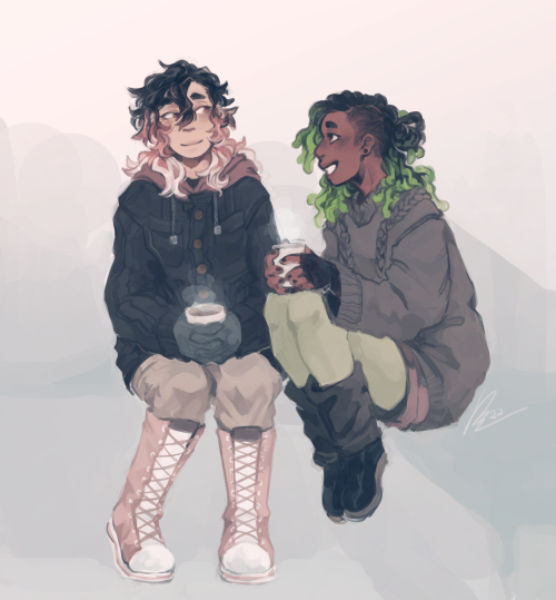 wanted to draw the two youngest of my oc group hanging out together. i think they would be good frie