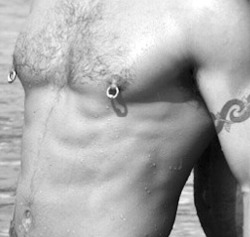 apadravya-piercing:  Double male nipple piercing. Captive bead rings.