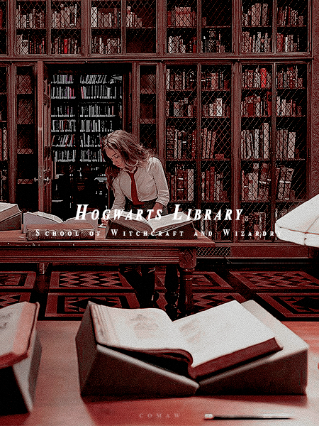 comaw-art:   — L O C A T I O N S —  Hogwarts Library The Hogwarts Library is located off