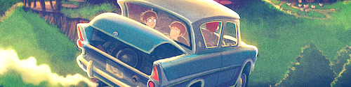 ifreakinlovebooks:  The new HP covers illustrated by Kazu Kibuishi, celebrating the 15th anniversary of the U.S. publication of Harry Potter x  I have these books, and what’s amazing is that if you line them all in order, the spines of all the