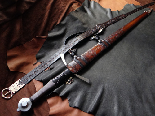 A recently completed scabbard for a custom sword made by Eric McHugh, of Crown Forge.