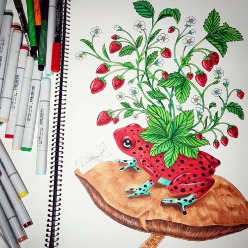 Strawberry Frog done! #rabbittownart #inkedartgroup #redbubble #mycopic