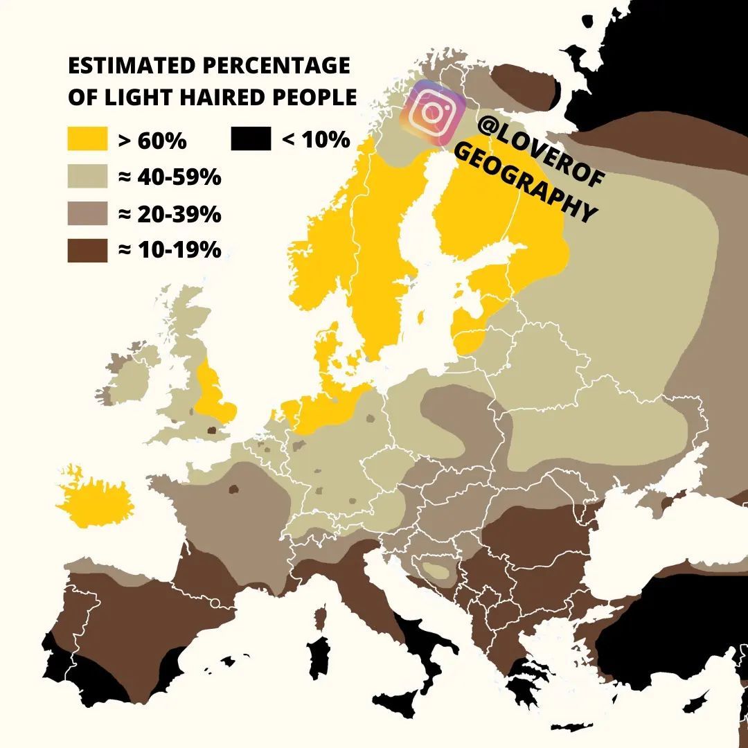 The estimated percentage of light haired people. ... - Maps on the Web