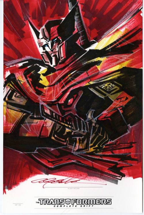 robotsandramblings:  (sorry if these have been posted before… just recently discovered them myself!) some original Alex Milne sketches, posted by IDW Limited’s facebook page, from when they released a limited edition Drift Series hardcover for Botcon