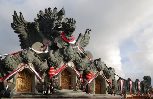 Balinese architecture with Vishnu on Garuda