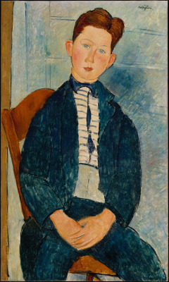   Amedeo Modigliani (1884–1920) Boy in a Striped Sweater (1918)oil on canvas 91.4 x 54.6 cmThe Metropolitan Museum of Art, New York  