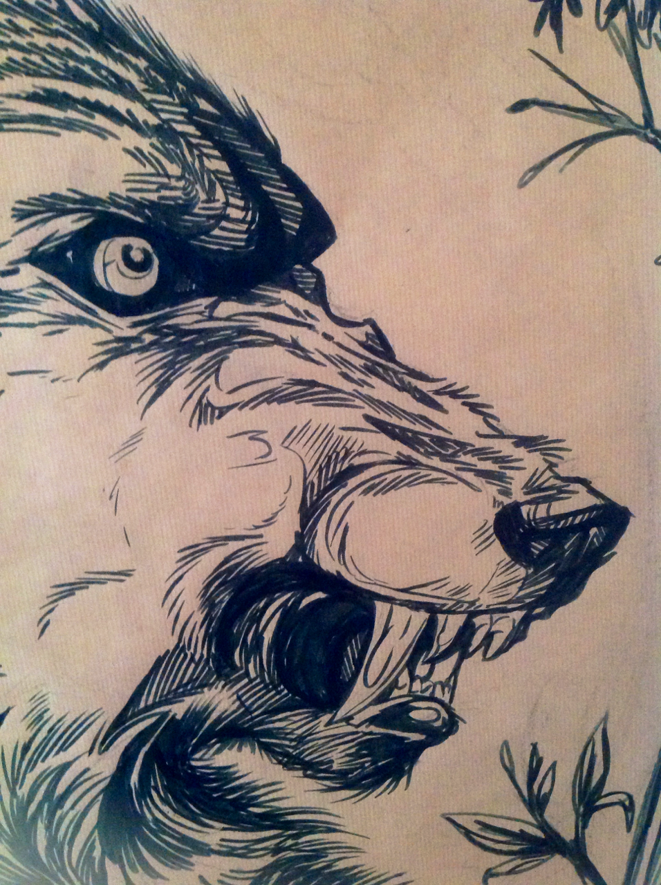 wolfskulljack:  My first large scale pice using brown paper and a marker. The size