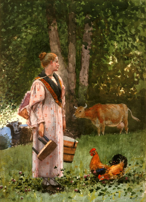 The Milk Maid, 1878, Winslow HomerMedium: watercolor,paper