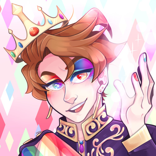 darkmagic-sweetheart:Drew some Pride fanart for the TikToker princeblue33 of their King Creativity/R