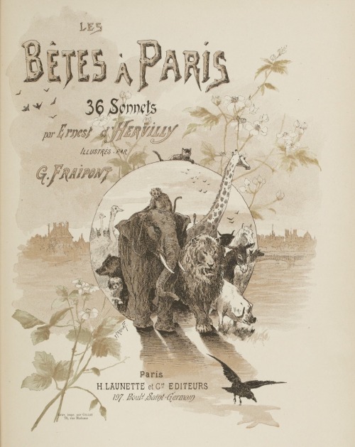 Les bêtes à Paris, 36 sonnets, par Ernst d’Ervilly.1885.LE CHAT.Art by G.Fraipont.Illustrateur.