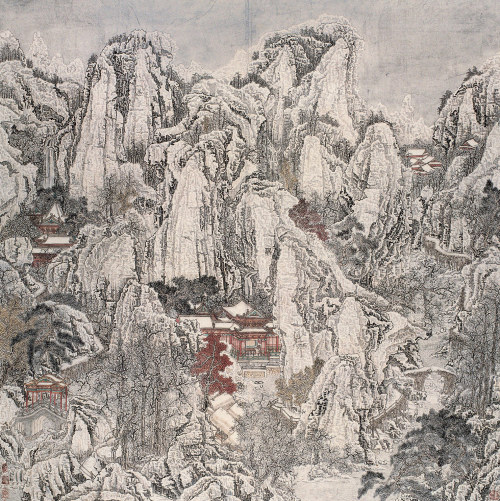 Traditional Chinese painting by 黄秋园Huang Qiuyuan. This type is called Jiehua | 界画 that particularly 