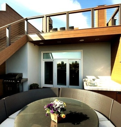 Chicago UncoveredInspiration For A Large Contemporary Rooftop Outdoor Kitchen Deck Remodel With No Cover