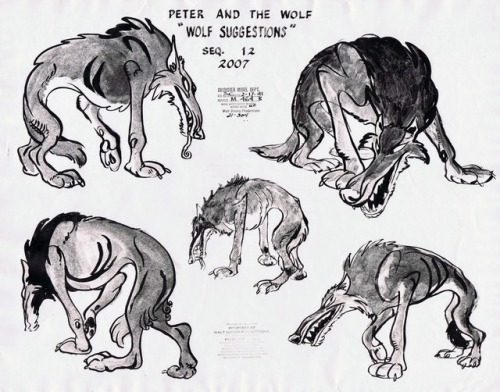 Early model sheets for Disney’s Peter and the Wolf (1946).