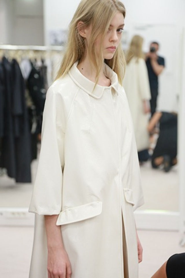 rosettes:  Ondria Hardin backstage at Miu Miu S/S 2013 