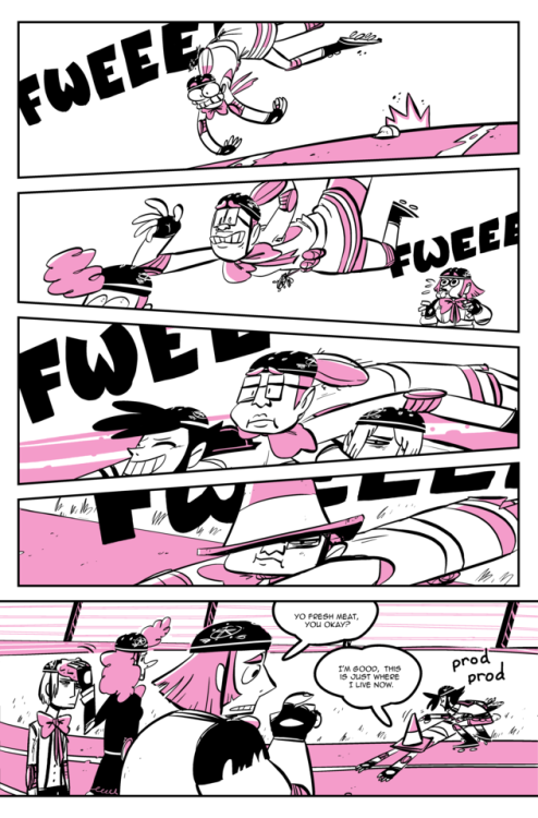 If you haven’t been reading my roller derby magical girl comic, here’s just a bit of wha