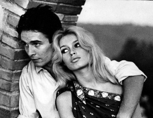 Brigitte Bardot and then-husband Jacques Charrier in 1959. They would have a son, Nicolas, in 1960; 