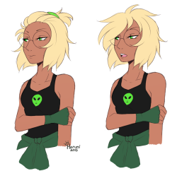 I’m so glad people liked my human Amedot from yesterday ;u; I wanted to draw my Peridot a bit more today too, she’s Asian-American like her VA and she’s a little grease monkey~