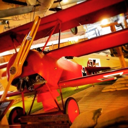 A Fokker Dr 1, a triple wing WWI fighter aircraft, famously flown by my favorite skilled pilot, the 