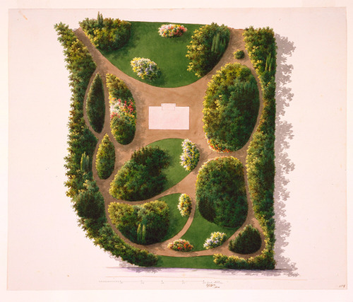 Jan David Zocher the Younger, design for a garden, 1856. Drawing. Netherlands. Via Cooper Hewitt