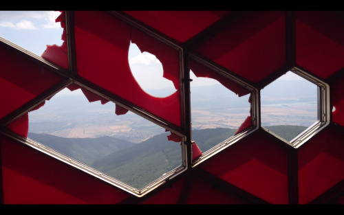 mosaics outer ring, inside red star and top of the tower (i love the cow mosaicbombing the second pi